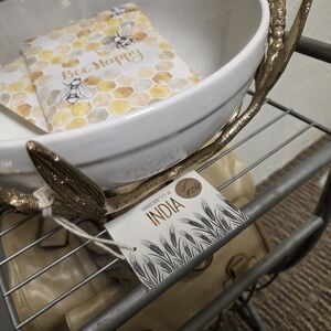 Gold and White Decorative Bowl by